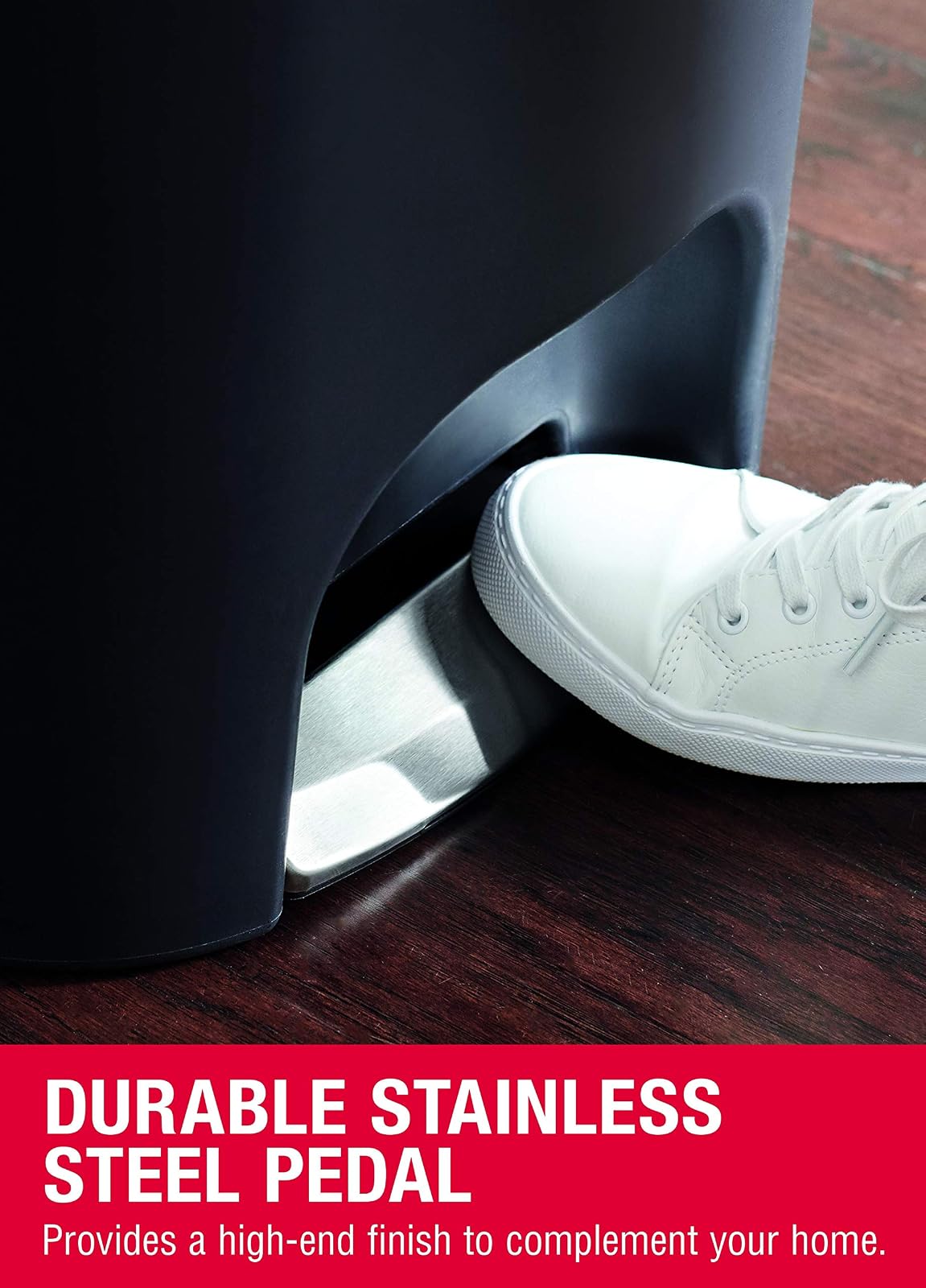 Rubbermaid Classic - Papelera de alta calidad de 13 galones con tapa y pedal de acero inoxidable, cubeta de basura negro para cocina, hogar, oficina, cochera