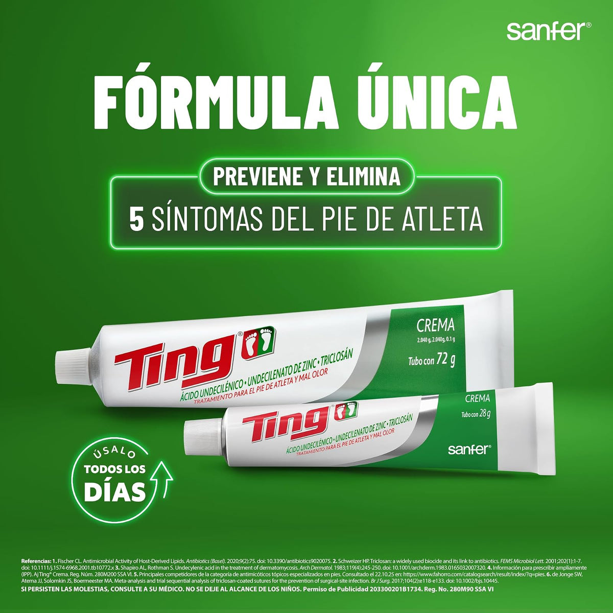 Ting Crema, Antimicótico para pie de atleta, úsalo todos los días, 72 gr | Previene y elimina 5 síntomas del Pie de atleta, Aplicación directa
