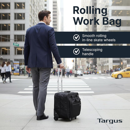 Targus, Maleta con ruedas para laptop, Negro, 355,6 x 190,5 x 419,1 mm(14x 7.50 x 16.50))