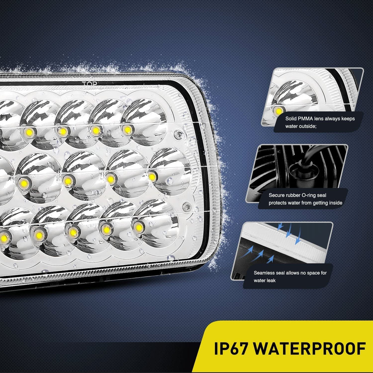 LED Headlights Nilight 45w 7x6 5x7 Hi/Lo LED Sealed Beam H6054 6053 6052 5054 Replacement, 2 Year Warranty