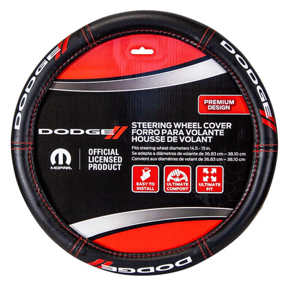 Plasticolor Cubierta De Volante Dodge 006694R01 | Material premium, diámetro 14.5-15 pulgadas, costuras de alto contraste, para automóviles/camiones/SUV