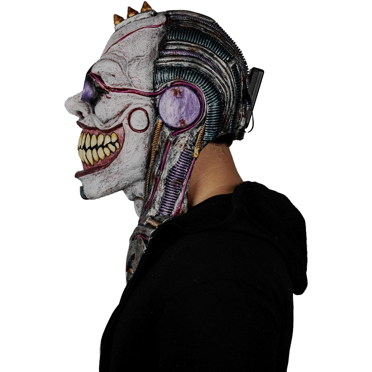Ghoulish Productions Máscara De Látex Glasses Smile, Accesorio Payaso Sonriente, Disfraz Aterrador Halloween y Fiestas Temáticas, Cosplay Ciberpunk Clown, Diseño Artesanal Máscara Luminosa