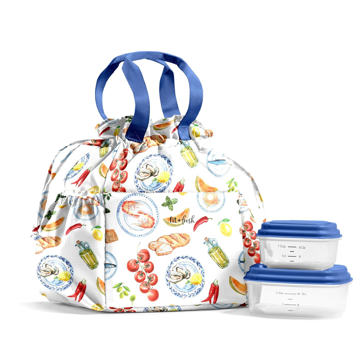 Fit & Fresh Cromwell - Bolsa de almuerzo con cordón para mujer, juego completo de almuerzo con 2 recipientes, resistente a las manchas, resistente a fugas, esencial para el regreso a la escuela