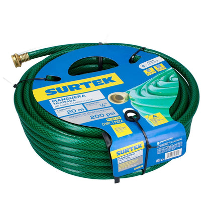 Surtek M12T20 Manguera para jardín tramada con conector metálico 1/2", 20 m