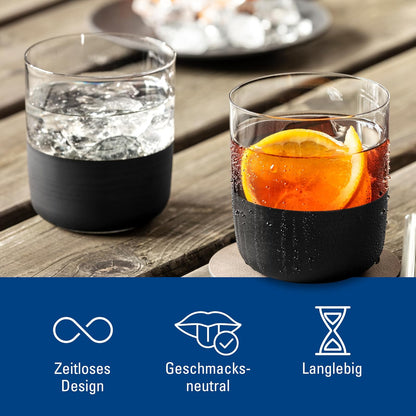 Villeroy & Boch - Manufacture Rock Juego de vasos de chupito y vaso de chupito, 4 unidades, vidrio con base negra mate, capacidad 40 ml