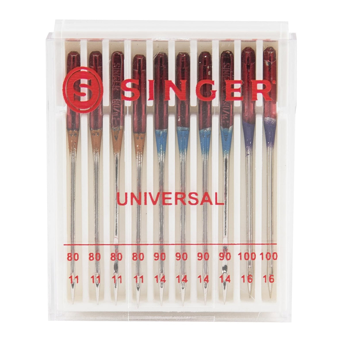Singer Juego de Accesorios Que Incluye 9 Prensa Telas, Aguja Doble y Estuche + Agujas de máquina de Punto Regular, tamaño 80/11, Size 11, 14, 16 10/Pkg, 10 Unidades, 1