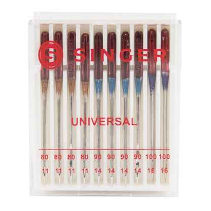 Singer Juego de Accesorios Que Incluye 9 Prensa Telas, Aguja Doble y Estuche + Agujas de máquina de Punto Regular, tamaño 80/11, Size 11, 14, 16 10/Pkg, 10 Unidades, 1