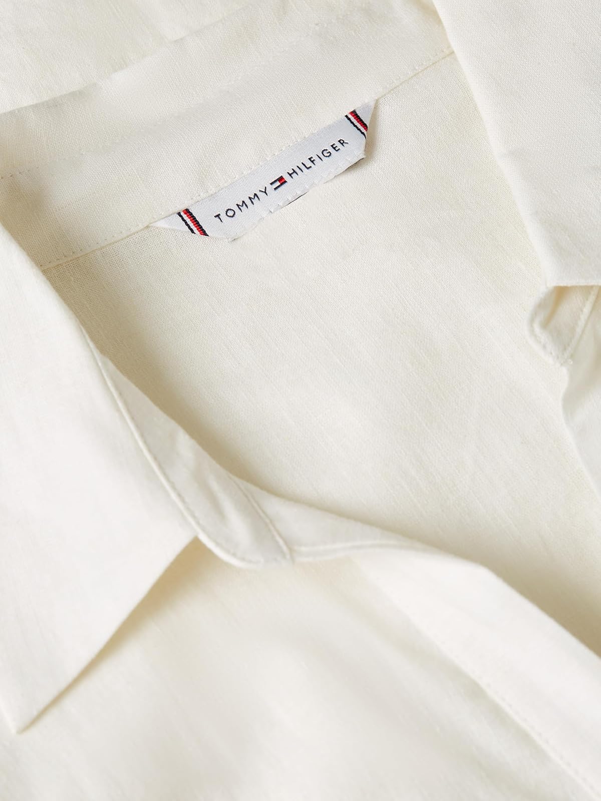 Tommy Hilfiger Short Sleeve Linen Shirt Midi Dress with Pockets Vestido Informal Mujer
