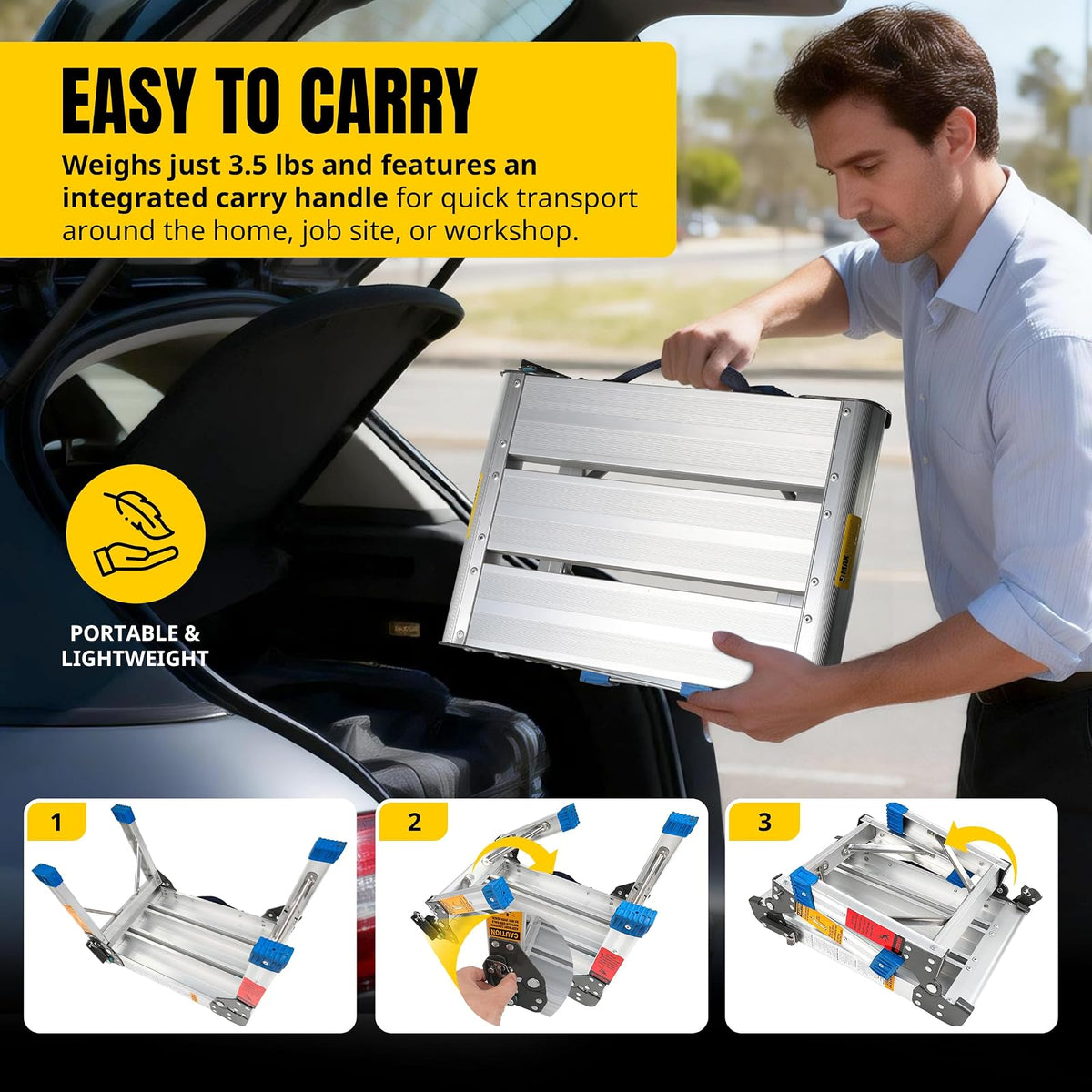 MaxWorks Taburete Plegable de Aluminio con Plataforma, Capacidad 350 Libras, 80773