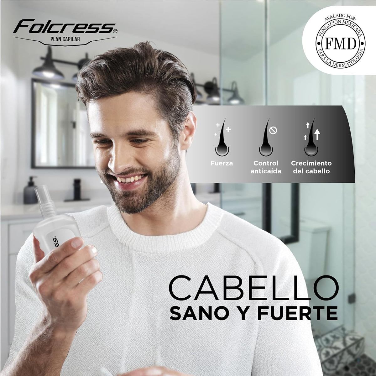 Folcress Minoxidil 5% Solución Anticaída para Hombres Grisi Farma 3 Frascos de 60 ml