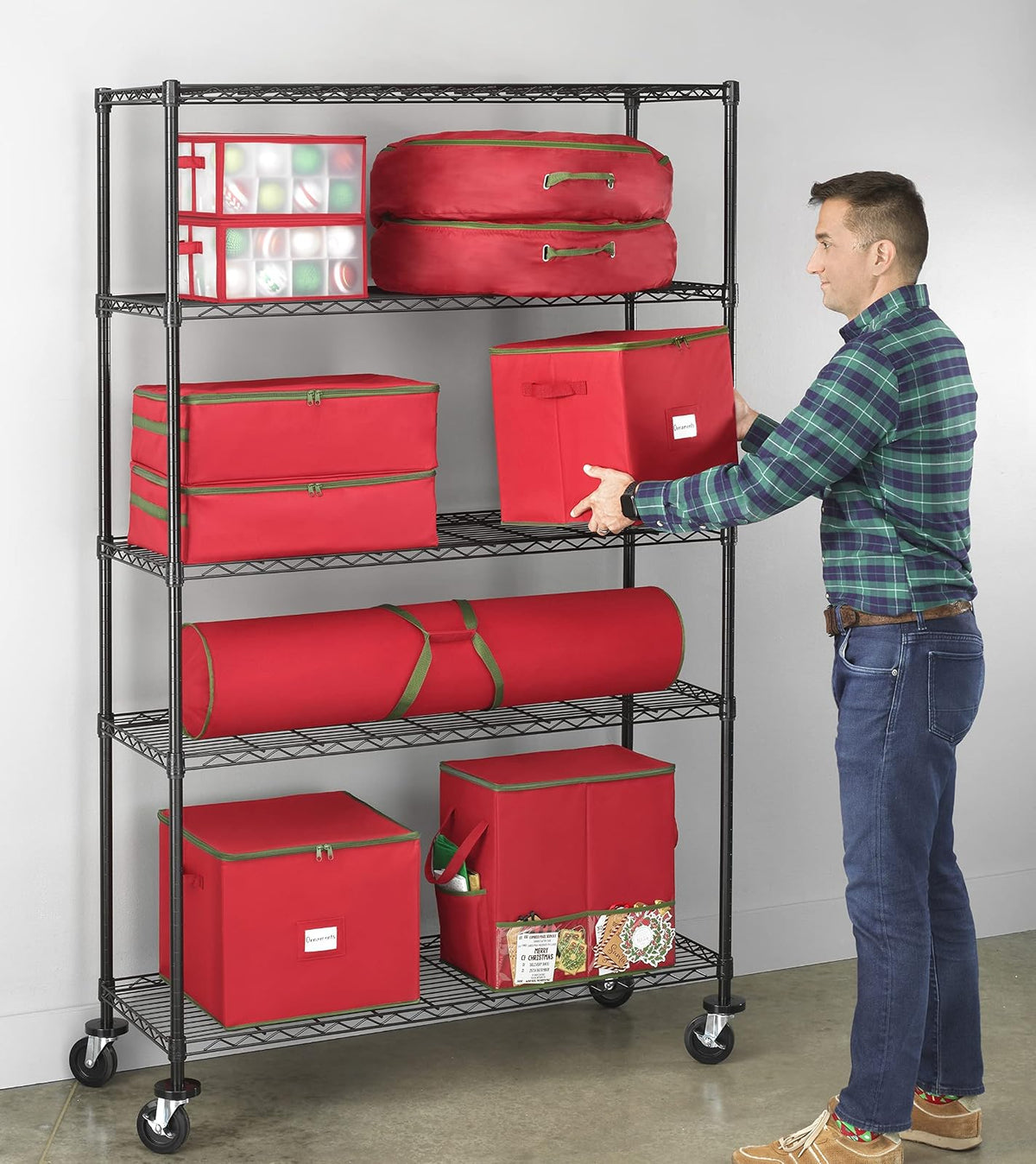 Whitmor - Estantería Suprema de 5 Niveles, estantes de Almacenamiento de Metal, Estante Ajustable Resistente con Ruedas, Capacidad de 400 Libras por Estante, 2000 Libras en Total para despensa