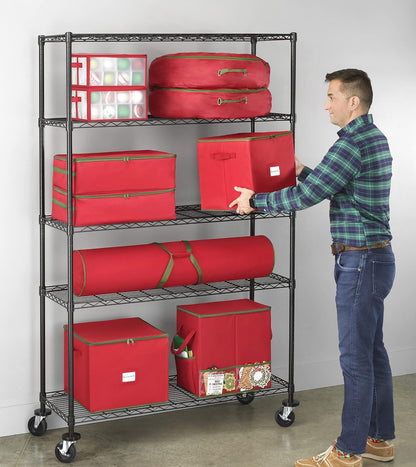 Whitmor - Estantería Suprema de 5 Niveles, estantes de Almacenamiento de Metal, Estante Ajustable Resistente con Ruedas, Capacidad de 400 Libras por Estante, 2000 Libras en Total para despensa