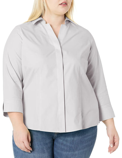 Foxcroft Taylor Plus - Camiseta sin Planchar Camisa Abotonada para Mujer