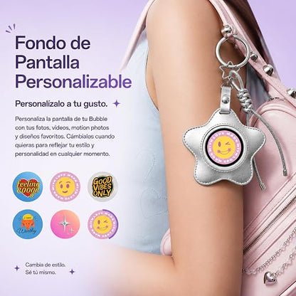 OPPO Bubble E-Badge para Celulares, Selfies con Cámara Trasera, Control Remoto hasta 10 m, Pantalla AMOLED de 1.7", Diseños Personalizables y Conexión Bluetooth 5.2