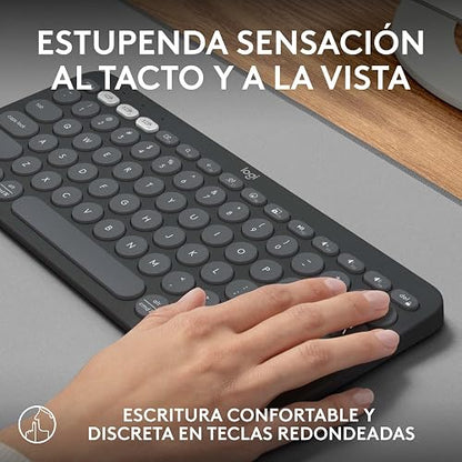 Logitech Pebble Keys 2 K380s, Teclado Bluetooth multidispositivo, accesos directos, estilizado y Portable, Easy-Switch, Windows, macOS, iPadOS, Android, ChromeOS - Grafito