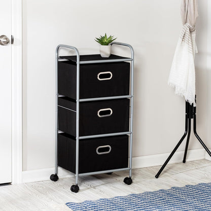 Honey-Can-Do CRT-02184 Rolling Storage Cart, Black/Chrome