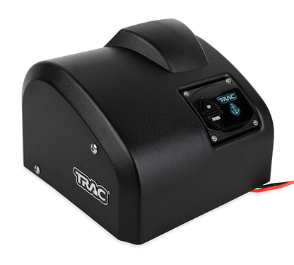 Camco TRAC-Outdoor Products Fisherman 25-G3 - Cabrestante de Anclaje eléctrico - Anclajes de hasta 25 Libras - Incluye 100 pies de Cuerda de Anclaje preenrollada con Uso (69002), Color Negro