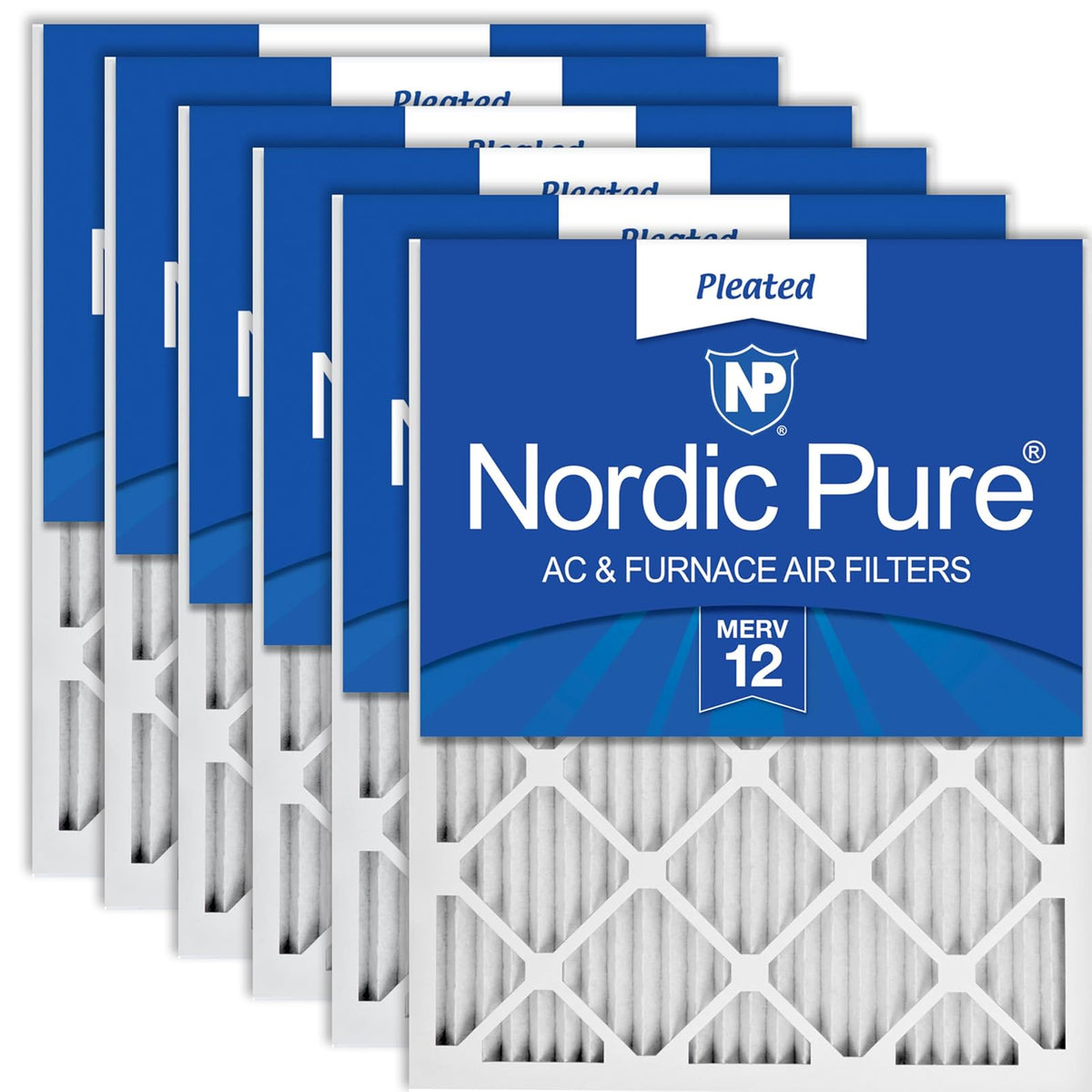 Nordic Pure 14x24x1M12-6 MERV 12 Pleated Air Condition Furnace Filter, Box of 6 - Paquete de 6 - 14x24x1M12-6