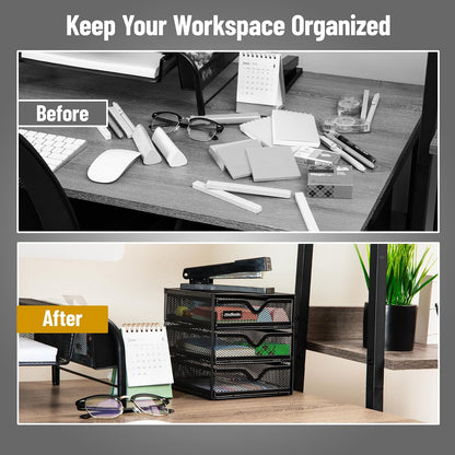 Mind Reader Desktop Accessory Storage, Desk Supplies, Organizer, Office, Metal Mesh, 6.25"L x 6.5"W x 6.5"H, Black