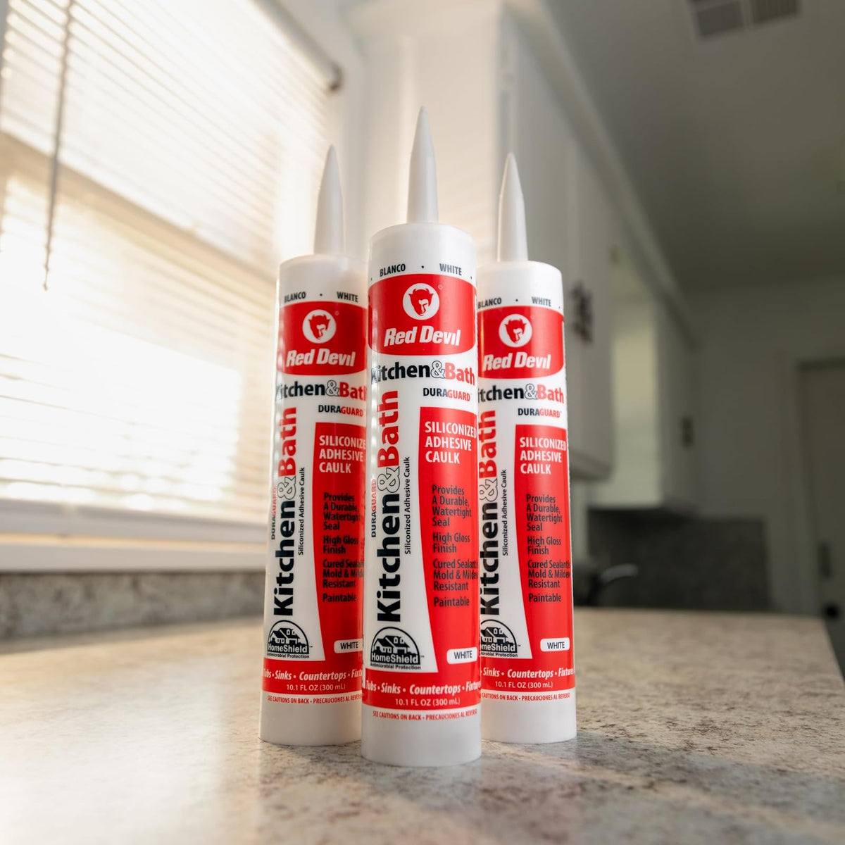 Red Devil 0405 DuraGuard Kitchen And Bath Siliconized Acrylic Caulk, 5.5 Oz, Squeeze Tube, Paste, White