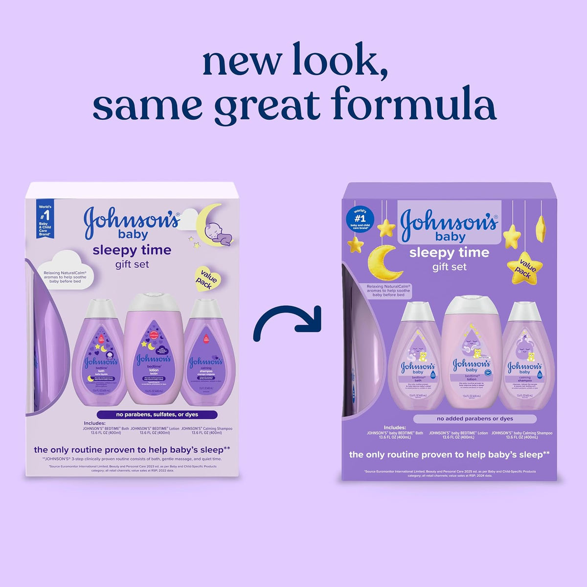 Johnson's Sleepy Time Baby Gift Set with Relaxing NaturalCalm Aromas, Bedtime Essentials, 4 items