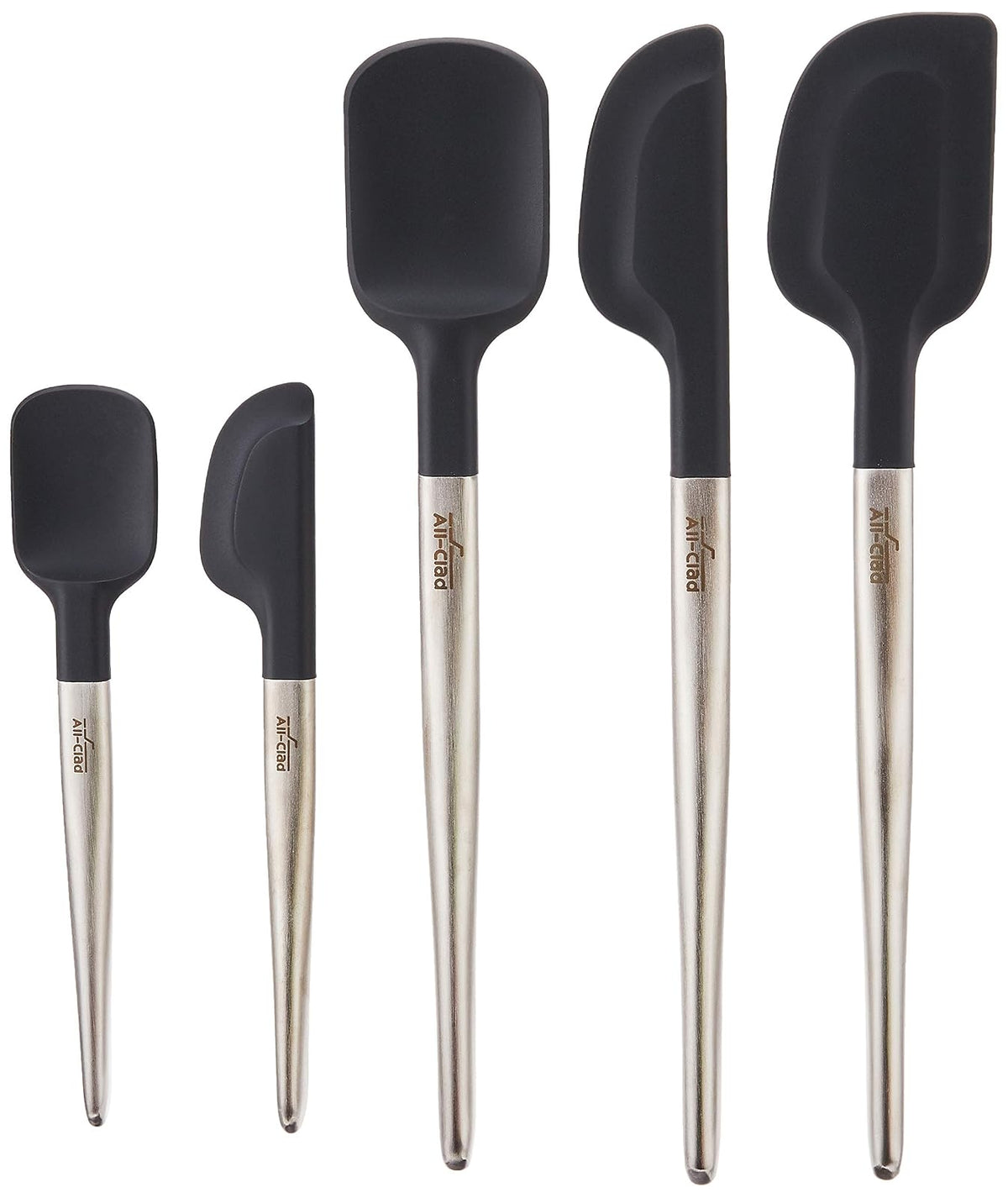 All-Clad Specialty - Juego de 5 utensilios de cocina de silicona, espátulas, herramientas de cocina, trucos de cocina, color negro