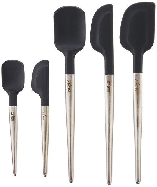 All-Clad Specialty - Juego de 5 utensilios de cocina de silicona, espátulas, herramientas de cocina, trucos de cocina, color negro