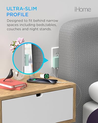 iHome Cargador de Pared USB multipuerto 32 W AC Pro: estación de Carga para Varios Dispositivos con 3 Puertos USB (1 USB-C, 2 USB-A): Carga rápida, compatibilidad Universal