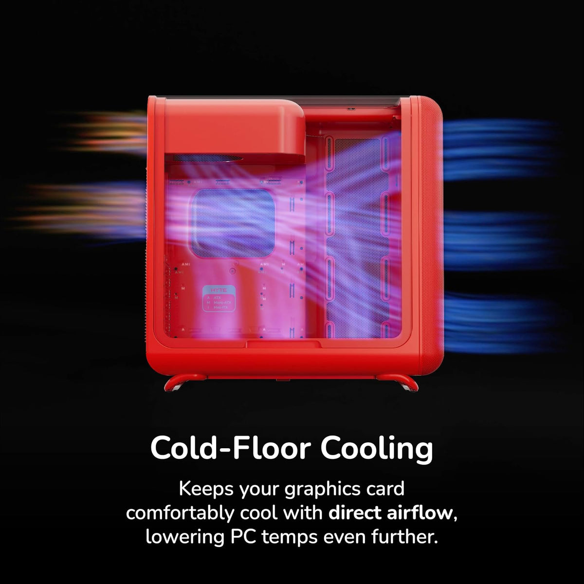 Hyte X50 Modern Performance ATX - Carcasa para Juegos de PC de Torre Media - Wild Cherry (Rojo) CS-HYTE-X50G-RR