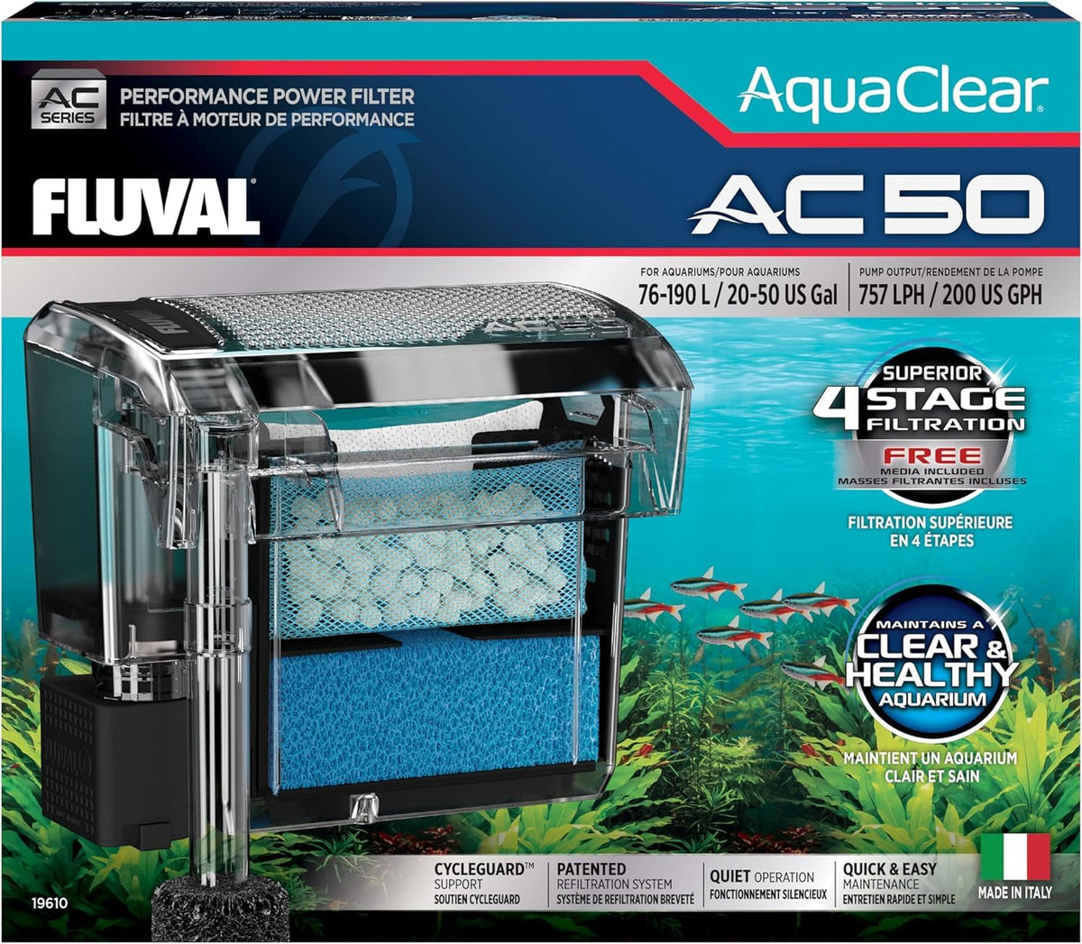 Hagen AquaClear Filtro para Acuario Multietapas - 50 GAL