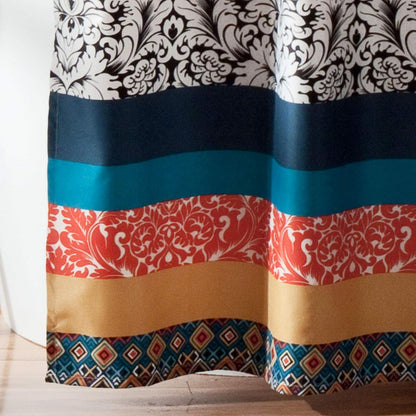 Lush Decoración Boho Cortina de Ducha, diseño de Rayas, 182,9 x 182,9 cm Turquesa/Naranja