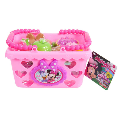 Just Play Juego de Cesta de la Compra Minnie Bow-Tique Bowtastic de Disney Junior con Comida de Juguete y Accesorios, Juego de simulación; Juguetes para niños a Partir de 3 años