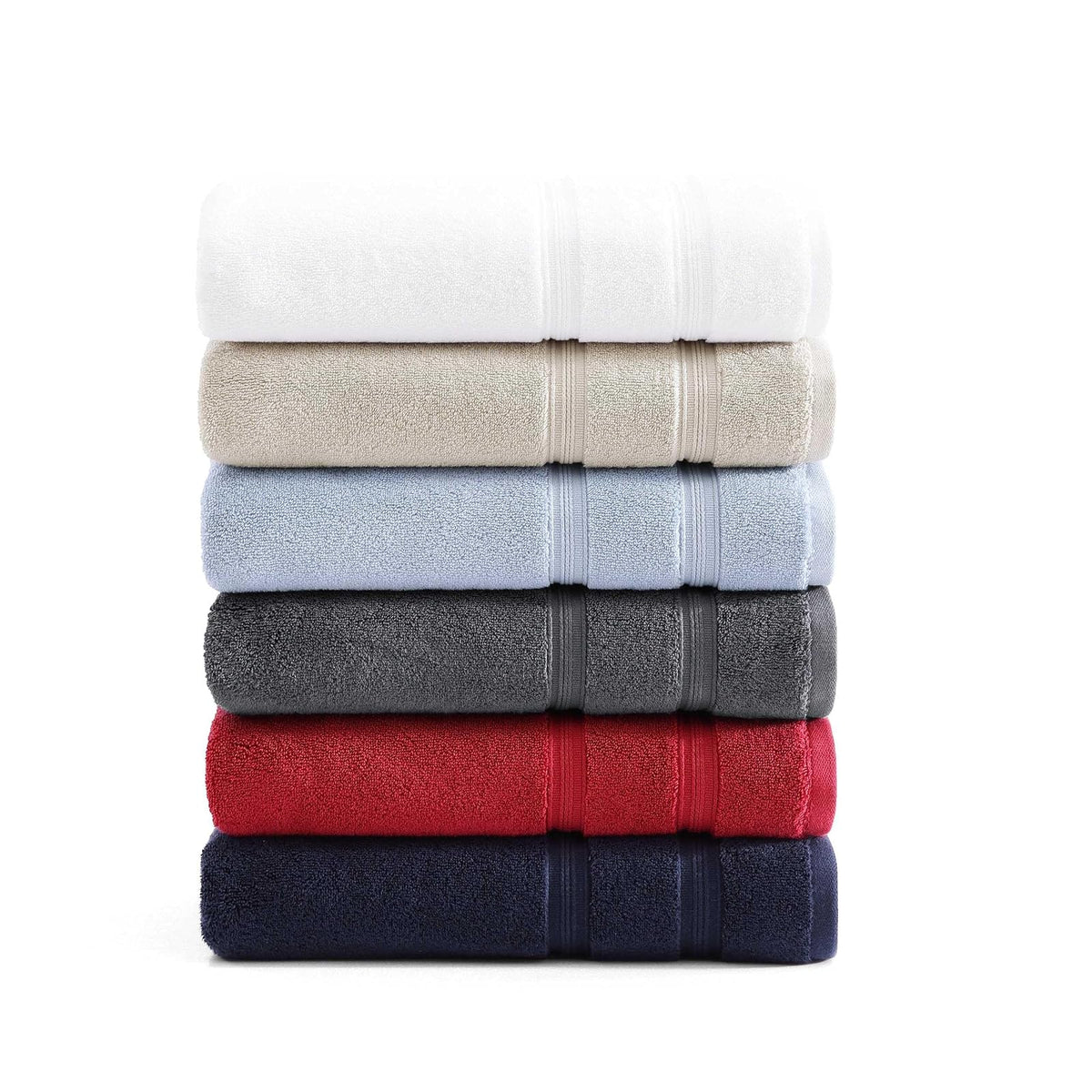 Tommy Hilfiger - Toallas de baño, Material súper Suaves y absorbentes de Alta Calidad con Cero Giro, Certificado Oeko-Tex (Harborside Solid Navy, Paquete de 6)