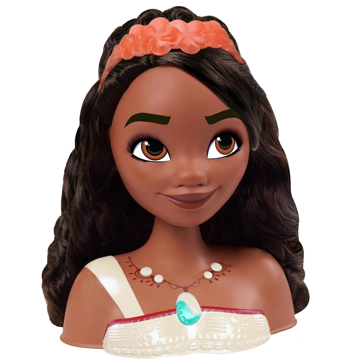 Just Play Cabeza para Peinados Princesa Moana 2 de Disney, 7 Piezas, Juego de simulación, Juguetes para niños a Partir de 3 años