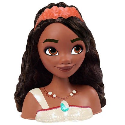 Just Play Cabeza para Peinados Princesa Moana 2 de Disney, 7 Piezas, Juego de simulación, Juguetes para niños a Partir de 3 años