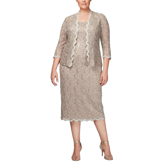 Alex Evenings - Vestido de Encaje para Mujer, Talla Grande