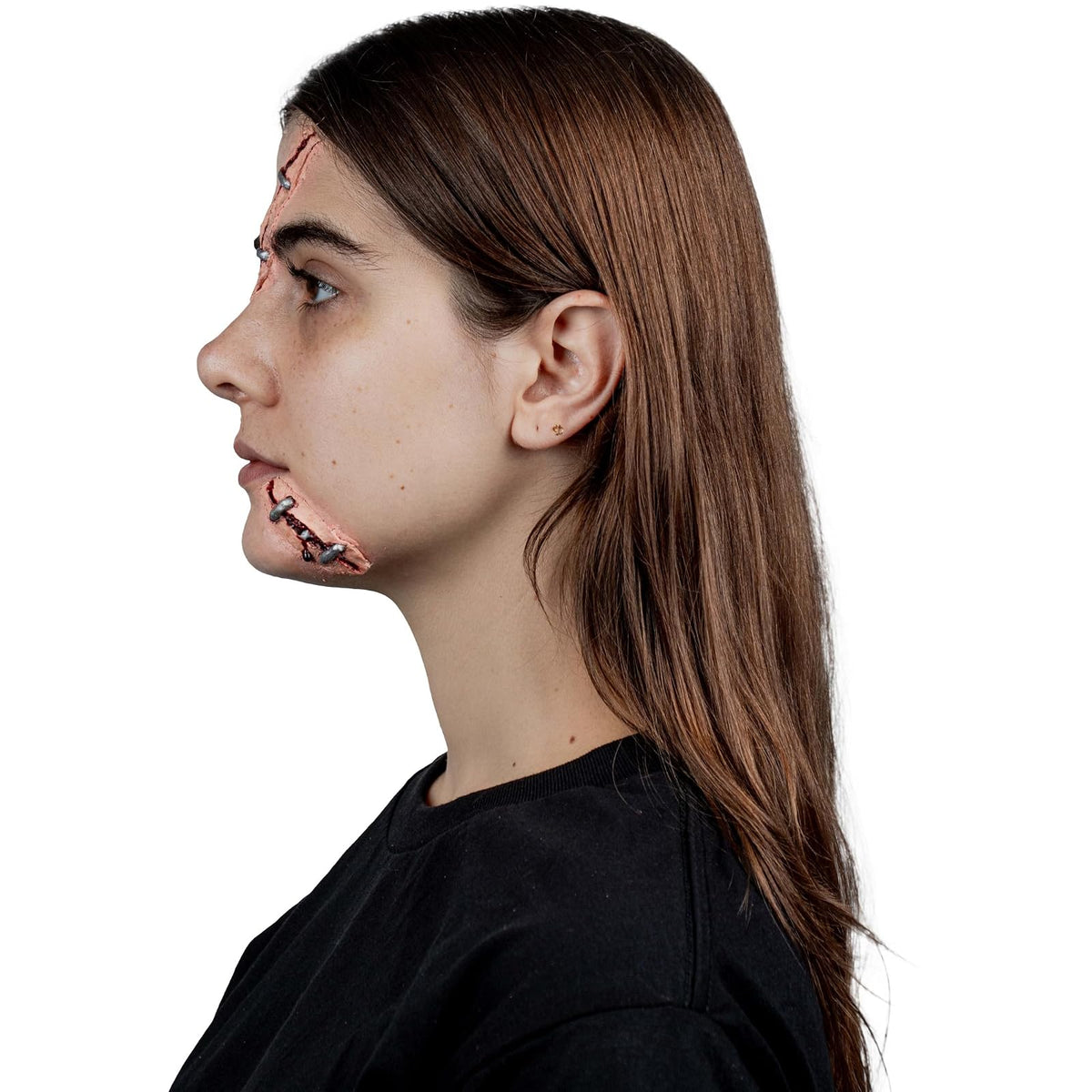 Ghoulish Productions Aplicaciones De Látex Stapled Woman, Efectos para Cosplay Cicatriz en la Cara FX para Disfraz, Protesis de Cicatriz ideal para Disfraz Halloween y Fiestas Temáticas