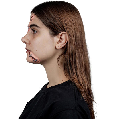 Ghoulish Productions Aplicaciones De Látex Stapled Woman, Efectos para Cosplay Cicatriz en la Cara FX para Disfraz, Protesis de Cicatriz ideal para Disfraz Halloween y Fiestas Temáticas