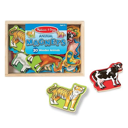 Melissa & Doug Set de 20 Imanes de Animales en Caja, Juguete de Madera, Juguete de Desarrollo - Certificados FSC