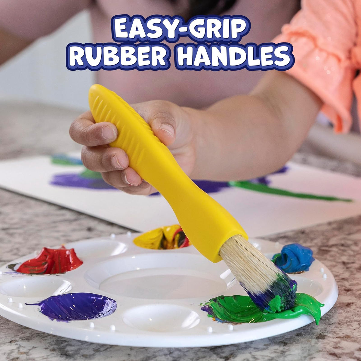 Ready 2 Learn Pinceles de Pintura con Agarre Triangular Juego de 6 | 6 pinceles, agarre triangular, para niños 18 m+, colores variados, cerda natural