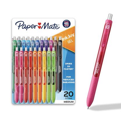 Paper Mate InkJoy Bolígrafos de Gel, Punto Fino - 20 Unidad (Paquete de 1) - Punta media