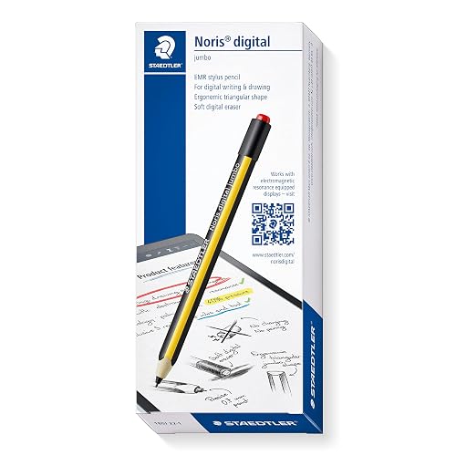STAEDTLER Noris Jumbo 180J 22. EMR Stylus con Borrador Suave. para Escribir, Dibujar y borrar en Pantallas EMR, Amarillo-Negro (Comprobar compatibilidad)
