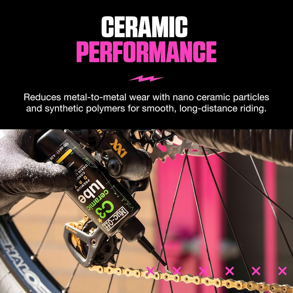 Muc-Off Lubricante de Cadena Seca de Cerámica C3, 120 ml, Verde