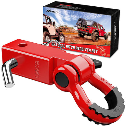 Nilight Receptor de Enganche con Grillete en D Antirrobo de 2 Pulgadas - Rojo -