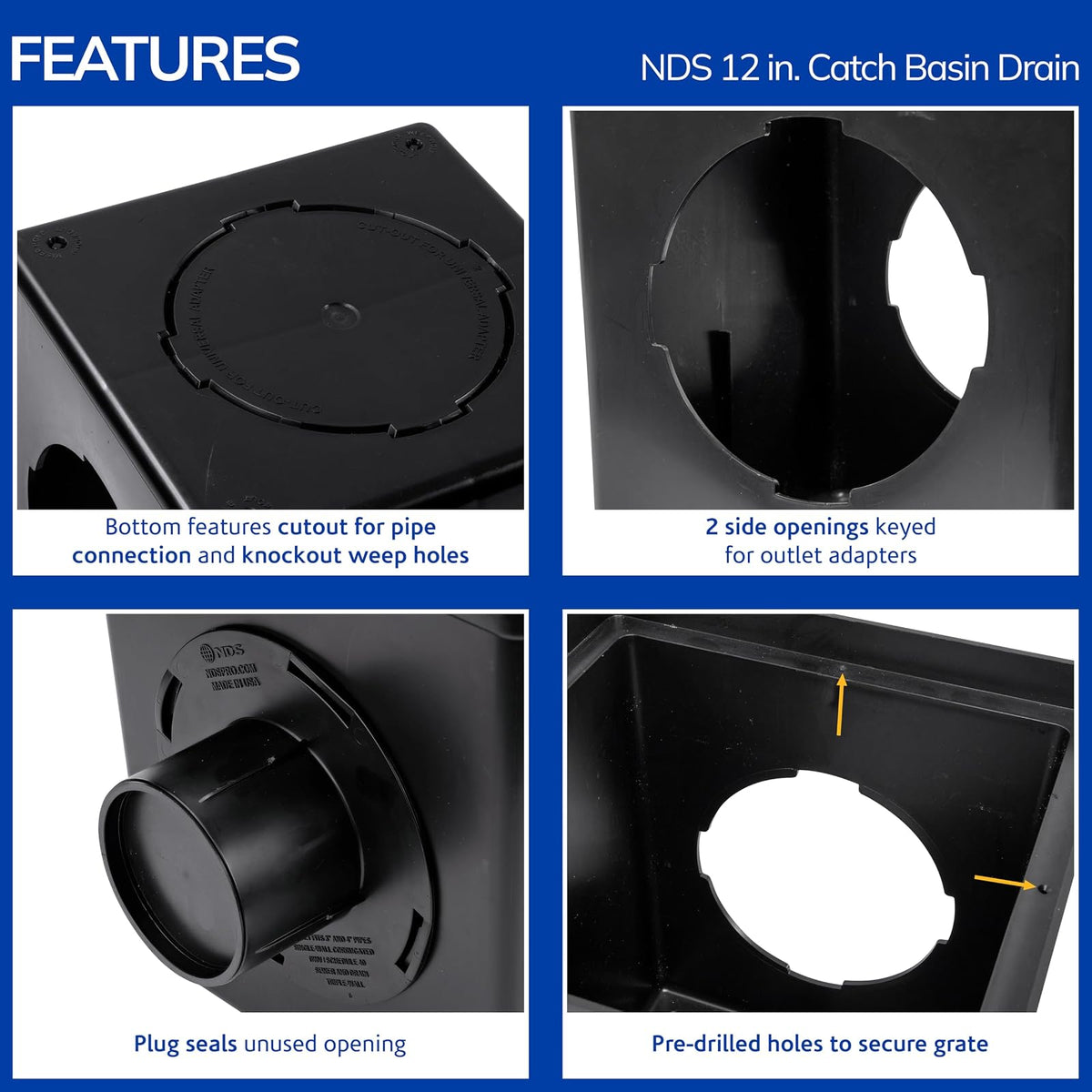 NDS Kit de Drenaje de Lavabo Cuadrado 12 Pulgadas