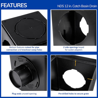 NDS Kit de Drenaje de Lavabo Cuadrado 12 Pulgadas