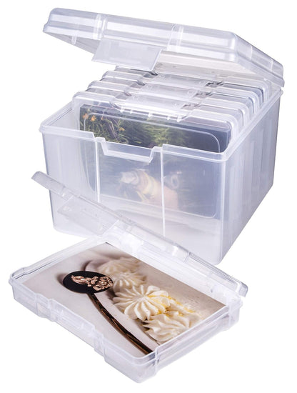 ArtBin 6947ZZ - Juego de organizador de fotos y manualidades, caja grande con 5 cajas de almacenamiento de plástico en el interior, color transparente