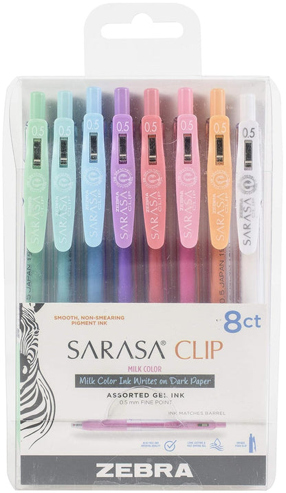 Zebra Sarasa Bolígrafo Retráctil Tinta Gel, Punta Fina 0.5mm, Colores Variados - Milky Colors