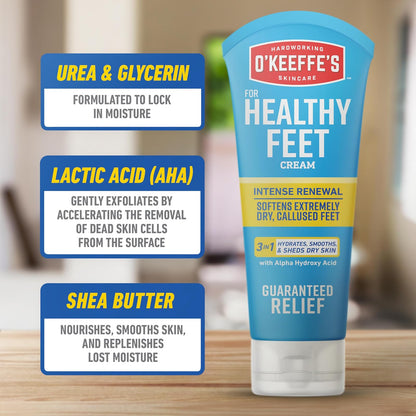 O'Keeffe's Healthy Feet - Crema exfoliante para pies extremadamente secos, agrietados, tubo de 3 onzas, (paquete de 1)