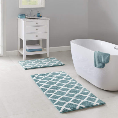 Madison Park Bittman - Alfombra de baño Reversible de Microfibra de Alta Calidad, 24 x 60 Pulgadas, Color Azul
